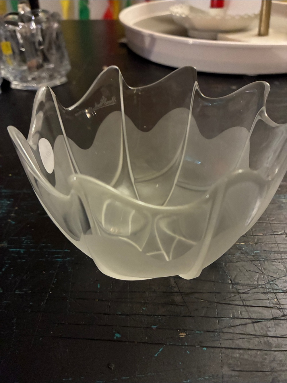 Scalloped Frosted Glass Bowl